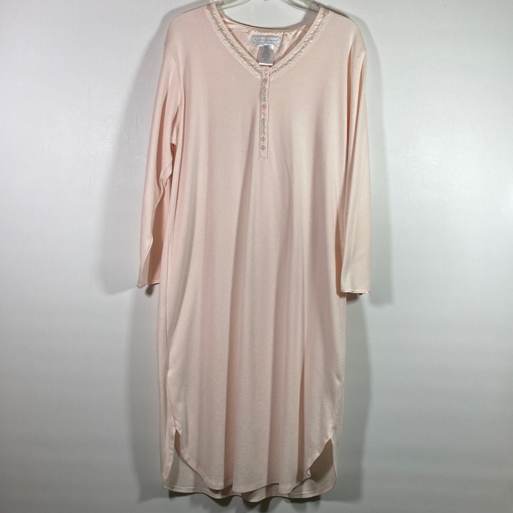 Earth Angels Granny Core Long Sleeve Flannel Pull Over Night Gown Size M